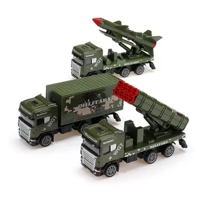 (Military Series) 1:64 3Pcs Multi-style Alloy Diecast Pull Back Moveable Car Model Toy for Kids 