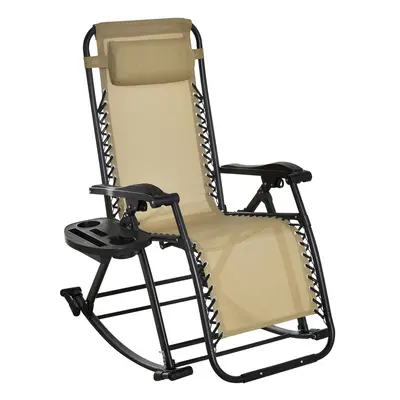 Outsunny Folding Recliner Chair Outdoor Lounge Rocker Zero-Gravity Seat