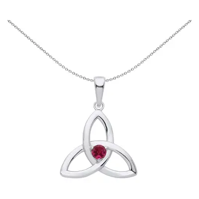 Jewelco London Ladies Sterling Silver Red CZ Celtic Trinity Trefoil Triquetra Knot Solitaire Pen