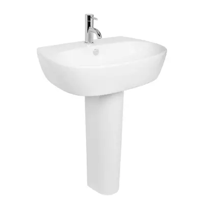 NRG Bathroom Cloakroom Full Pedestal 550mm Basin Compact Single Tap Hole Sink