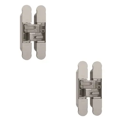 2x x 24mm Concealed Medium Duty Hinge Fits Unrebated Doors Nickel Plated