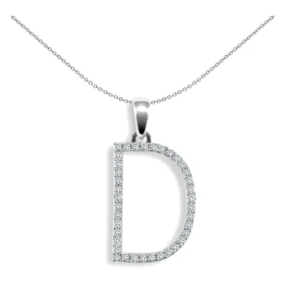 Jewelco London Ladies Solid 9ct White Gold Pave Set Round G SI 0.19ct Diamond Elegant Block Init