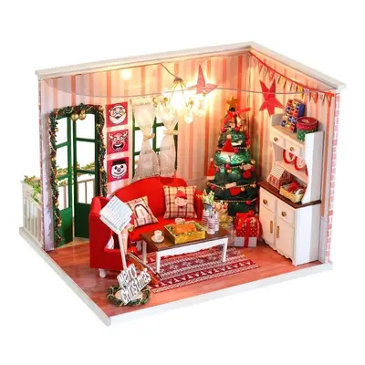 DIY Assembled Doll House Christmas Gift Toy with LED Light