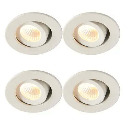 4 PACK Micro Adjustable Ceiling Downlight - 4W Warm White LED - Matt White