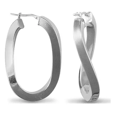 Jewelco London Sterling Silver formed Hoop Earrings - Ladies - AER028