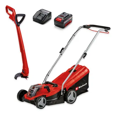 Einhell Cordless 33cm Lawnmower 24cm Strimmer Set PXC GE-CM 18/33 + GC-CT 18/24