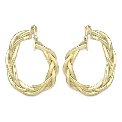 Jewelco London 9ct Gold Plaited "Front and Back" Oval Hoop Earrings - ERNR02143