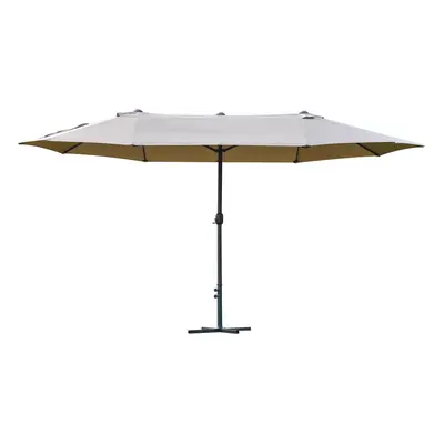 Outsunny 4.6M Garden Patio Umbrella Canopy Parasol Sun Shade w/ Base Khaki