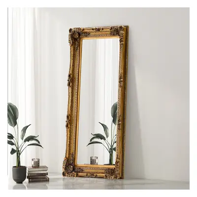 (Gold) Exquisite Vintage European Baroque Rococo-Style Mirror for Wall or Floor