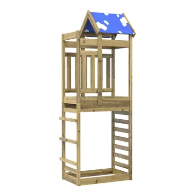 (solid impregnated wood) vidaXL Play Tower with Rockwall Kids Playset Climbing Frame Solid Wood 