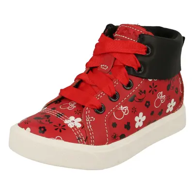 (Red, UK 4.5 Infant) Girls Clarks Disney Minnie Mouse Detailed Hi Top Trainers City Mouse T