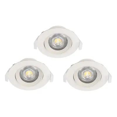 3 PACK Flush Adjustable Ceiling Downlight White Plastic 5W Built in LED