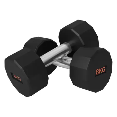 SPORTNOW Dumbbells Weights Set with 12-Sided Shape and Non-Slip Grip, x 8kg