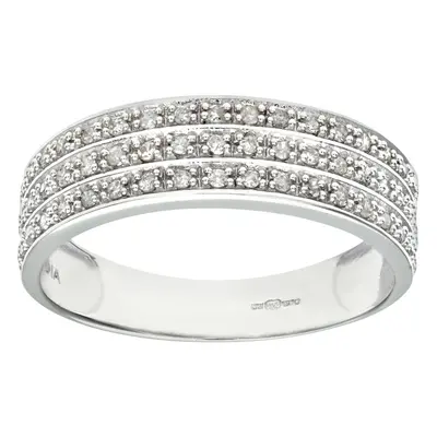 (L) Jewelco London 9ct White Gold Quarter Carat Triple Row Diamond Half Eternity Ring - PR1AXL01