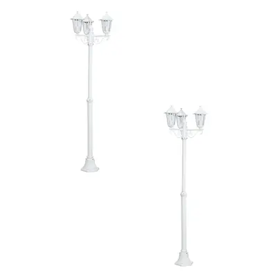 2 PACK IP44 Outdoor Bollard Light White Aluminium Lantern Arm E27 Lamp Post