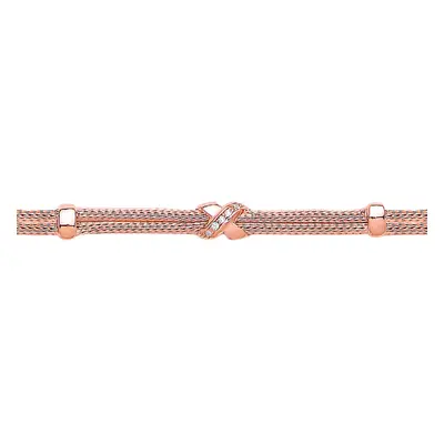 Jewelco London Rose Gold-Plated Sterling Silver Cubic Zirconia Correana Infinity Kiss Bracelet -