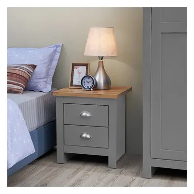 Lisbon Bedside Table Cabinet Nightstand Drawer Bedroom Light Grey