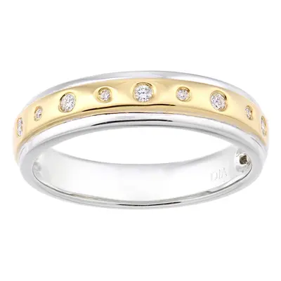 (O) Jewelco London 9ct Yellow and White Gold Women Round Diamond Wedding Ring - PR1AXL2375YW