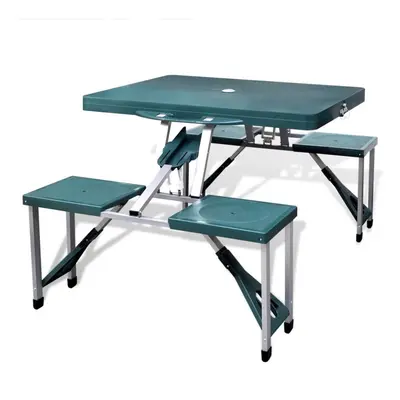 Foldable Camping Table Set with Stools Aluminium Extra Light Green