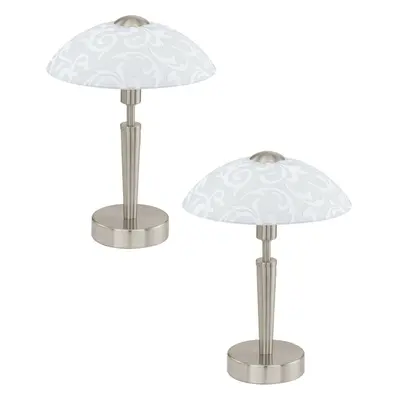 2 PACK Table Lamp Colour Satin Nickel Shade White With Decor Satin Glass E14 60W