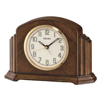 Seiko Dark Wood Quartz Battery Mantel Clock with Beep Alarm QXE043B