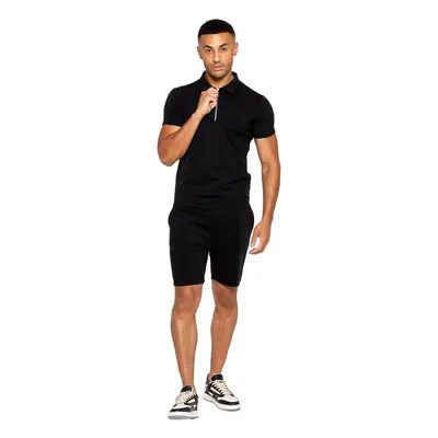 (2XL, Black) Enzo Mens Polo Tracksuit Set