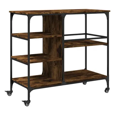 (smoked oak) vidaXL Kitchen Trolley Rolling Cart Storage Cart Smoked Oak Engineered Wood