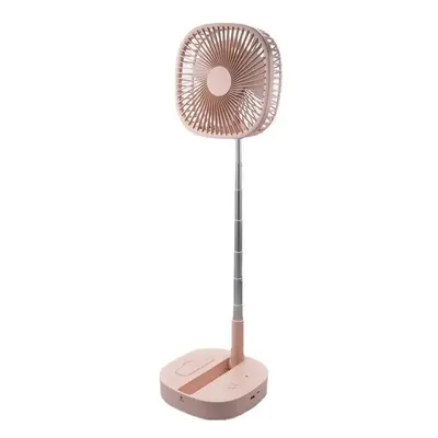 (Pink) Portable Retractable Fan 7200mAh Type-C Rechargeable Gears Timing Storage Fan W/ Remote C