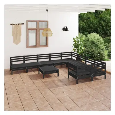 vidaXL Garden Lounge Set Outdoor Lounge Set Piece Black Solid Wood Pine