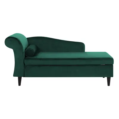 Left Hand Velvet Chaise Lounge Emerald Green LUIRO