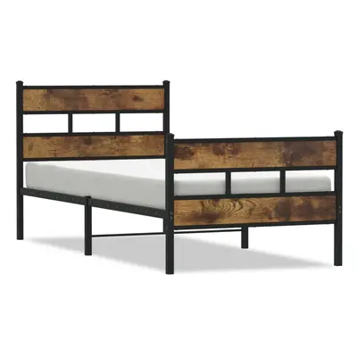 vidaXL Metal Bed Frame without Mattress Home Bed Base Smoked Oak 90x200 cm