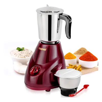 Geepas 550W 2-in-1 Mixer Grinder Dry & Wet Grinding Food Processor Blender