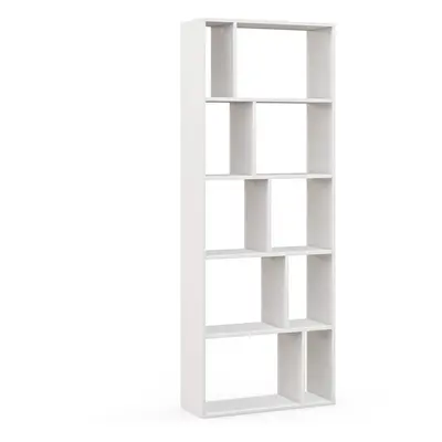 (166cm, White) 5-Tier Freestanding Bookcase Room Divider with Cubes