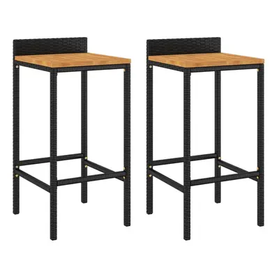 (black, x x cm/ pcs) vidaXL Bar Stools Pub Stool Bar Chair Grey Poly Rattan and Solid Wood Acaci