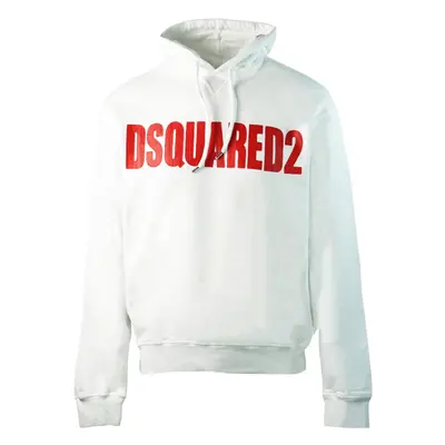 Dsquared2 New Dan Fit Large Logo White Hoodie