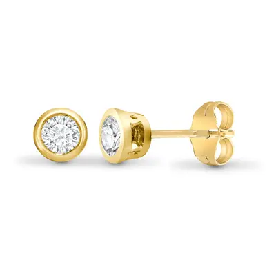 Jewelco London Ladies Solid 18ct Yellow Gold Rub Over Set Round G SI1 0.35ct Diamond Solitaire S