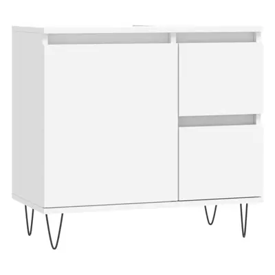 vidaXL Bathroom Cabinet Vanity Unit Highboard Cupboard White Engineered Wood