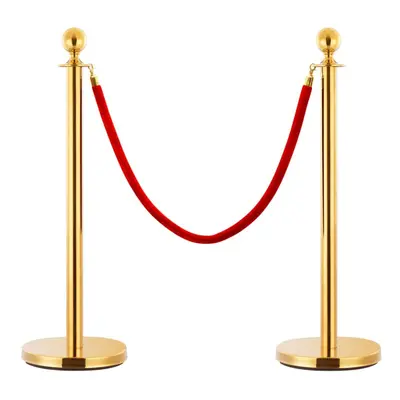 vidaXL Piece VIP Queue Barrier Set Stainless Steel Gold Security Post Rope