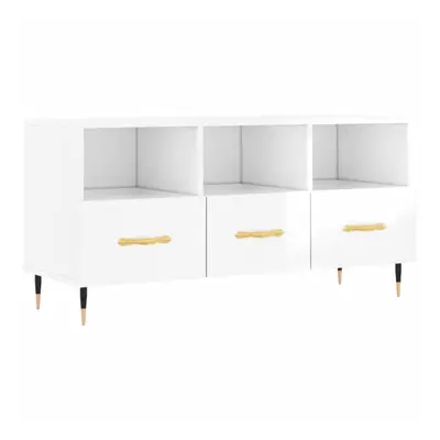 vidaXL TV Cabinet TV Unit Sideboard TV Stand High Gloss White Engineered Wood