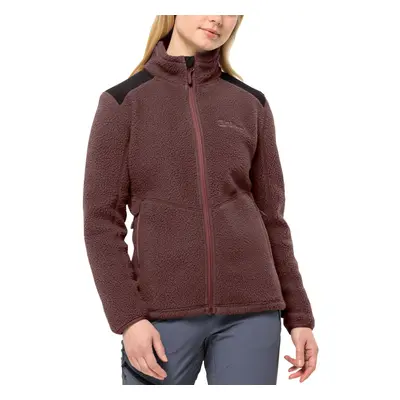 (S, Maroon) Jack Wolfskin Womens Kammweg Pile Full Zip High Neck Fleece Jacket