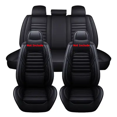 (Black) 5D Universal Seats Car Full Seat Covers PU Leather Seat Cushion Non-slip Protector Mat