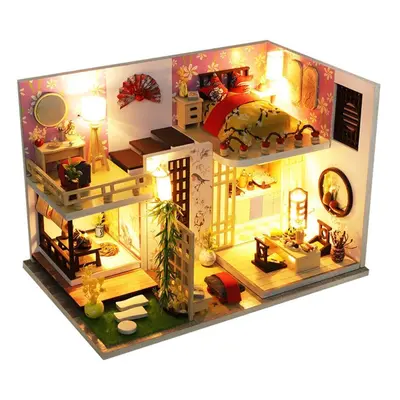 DIY Handmade Assembly Doll House Miniature Furniture Kit with LED Light Toy for Kids Birthday Gi