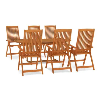 (Jul-52) vidaXL Solid Wood Eucalyptus Garden Dining Set with/without Footrest 5/7 Piece