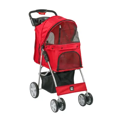 (Red Pet Stroller) KCT Hooded Pet Strollers for Small to Medium Sized Pets