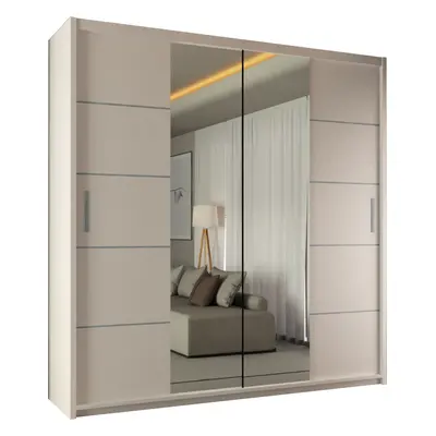 (White, cm) MN FURNITURE Bristol Sliding Mirror Door Wardrobe