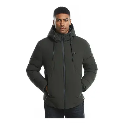 (Green, M) Electronic USB Heated Jacket Intelligent Heating Warm Back Cervical Spine Hooded Work