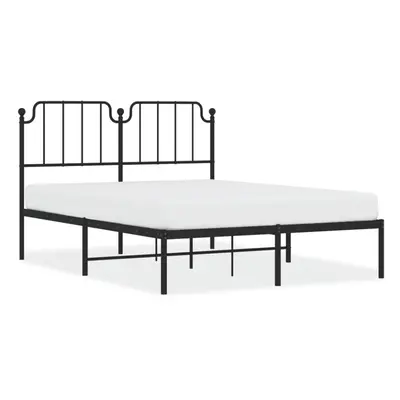 (black, x cm/with headboard) vidaXL Metal Bed Frame Home Bedroom Bed Base Mattress Foundation Be