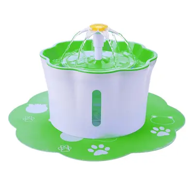 (Green) Automatic Electric Water Dispenser Feeder Bowl for Cats Dogs Multiple Pets 2.6L