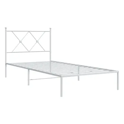 (white, 90x190 cm/with headboard) vidaXL Metal Bed Frame with Headboard and Footboard Bed Base B