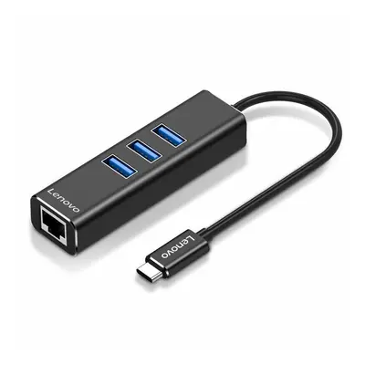 (Black) Ethernet RJ45 USB 3.0 HUB Type-C to Port USB Gigabit Adapter for laptop